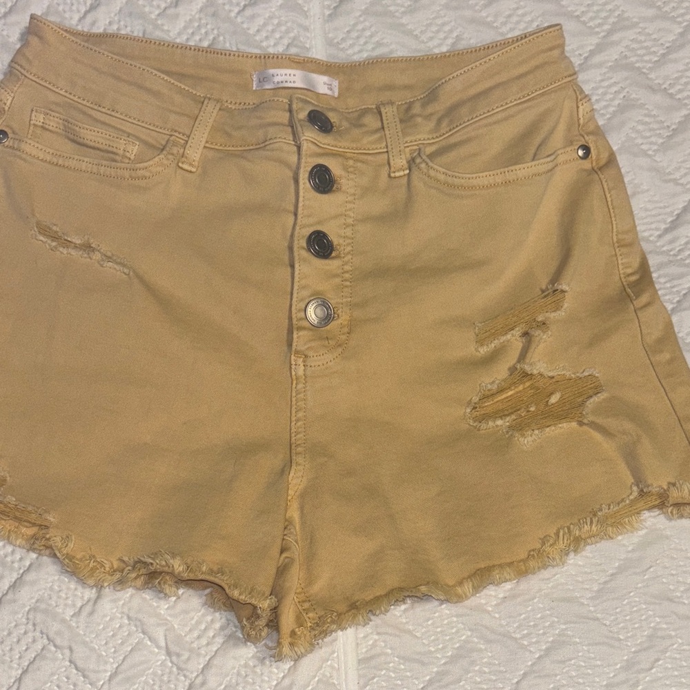 LC Lauren Conrad High Waist Yellow Beige Shorts Sz 10 Short
